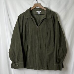 Dressbarn Woman Olive Green Corduroy Jacket Plus Size 22/24 Layering Casual